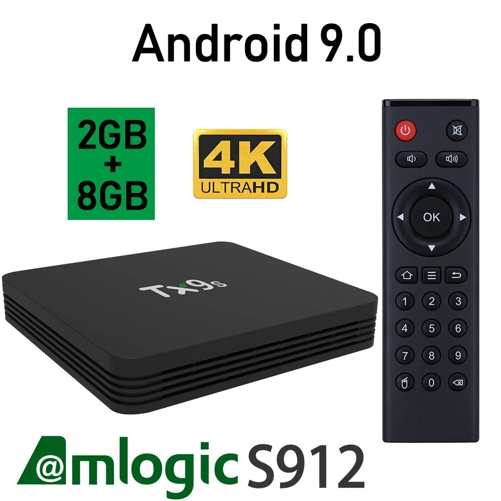 TX9S Android 9.0 TV Box Amlogic S912 Netflix Youtube 4K IPTV Google Voice Assistant Media Player Fast Set Top | Электроника