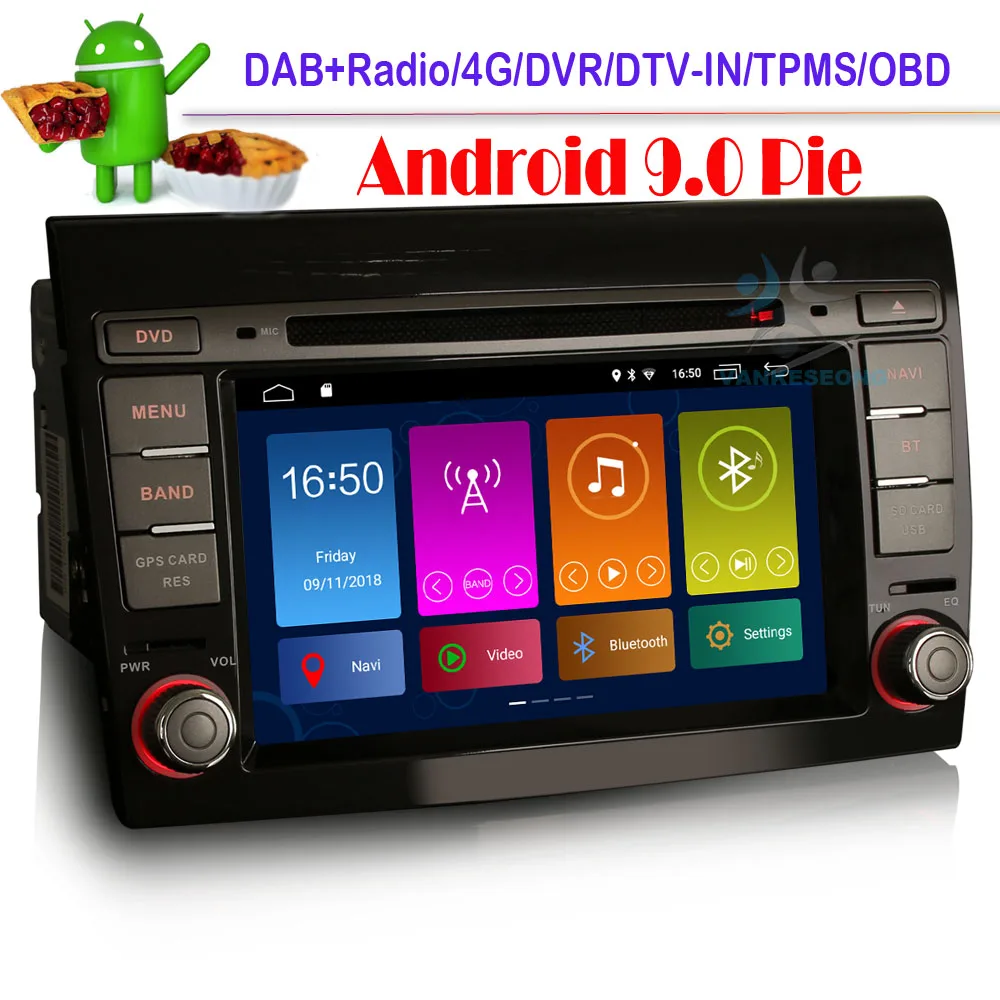 Автомобильная стереосистема DAB + 7 дюймов Android 9 0 Wi-Fi 4G DVD SatNav OBD TPMS CarPlay Bluetooth