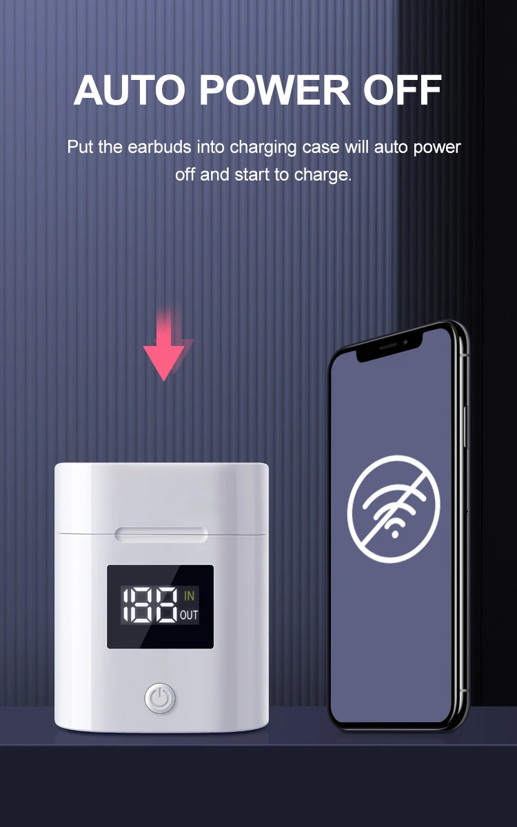 Ottwn D019 TWS Беспроводные Bluetooth 5,0 Bluetooth наушники стерео наушники со светодиодным цифровым дисплеем чехол для зарядки Спортивная гарнитура