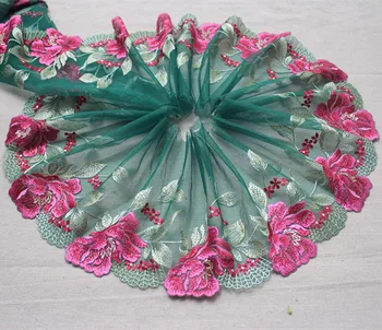 

7.08"18cm(2yards/lot) Embroidered Floral Tulle Lace Trim ,Mesh Embroidery Lace Trim