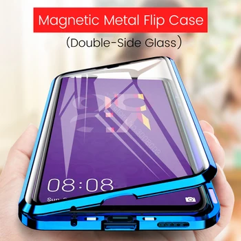 

Magnetic Adsorption Phone Case For Honor 20 20 Pro Cover Front+Back Double-Sided Tempered Glass Metal Protective Cover Bumper