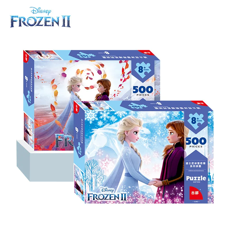 Дисней Замороженные 2 пазла 500 штук бумаги для взрослых интеллектуальная коробка Замороженные Пазлы игрушки для девочек детские головоломки Микки