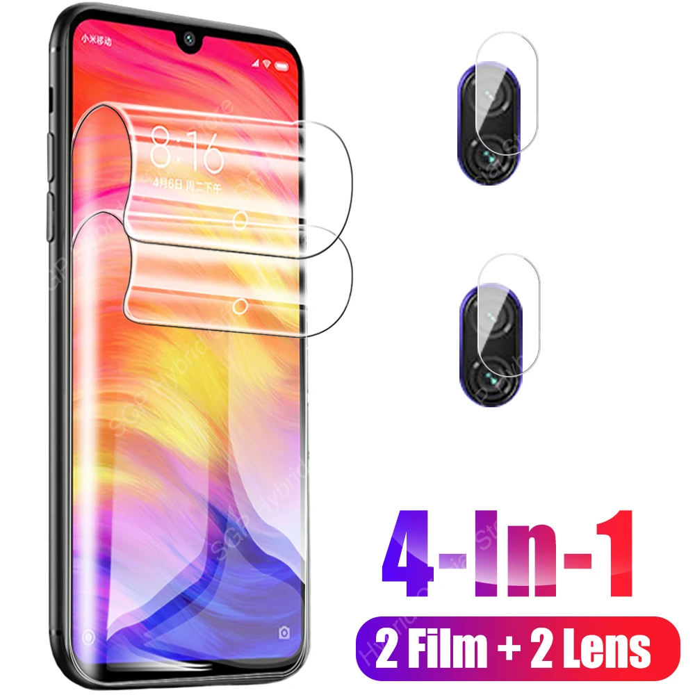 Защитная Гидрогелевая пленка 4 в 1 для Xiaomi Redmi Note 7 Pro S 7pro Note7 Redmi7 A 7A защита камеры не