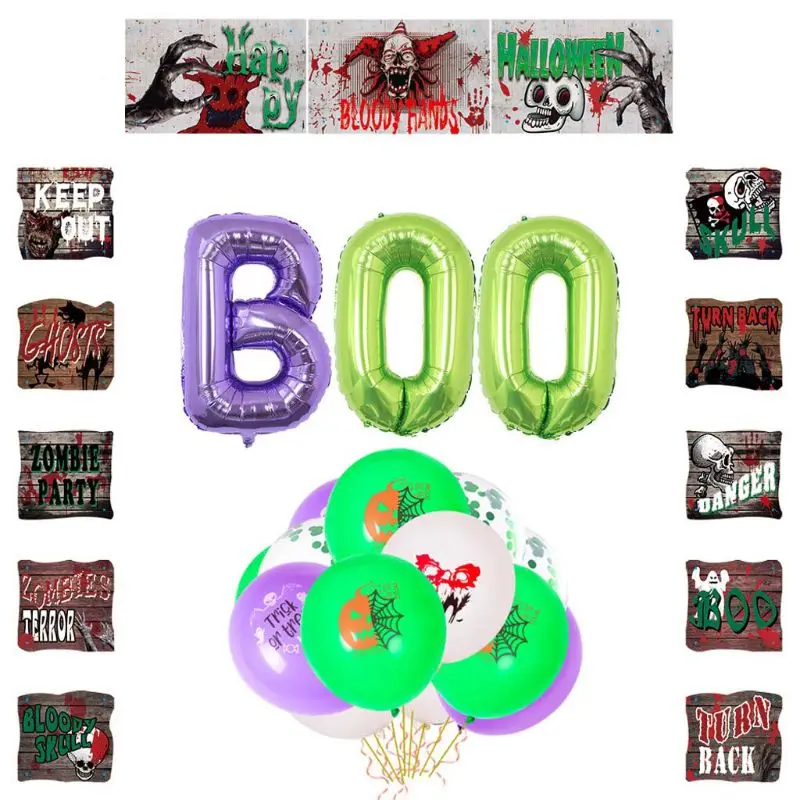 

1set Halloween Party Decoration Balloons Bloody Palm Print Scary Skull Ghost Home Bar Curtain Decor Balloon Scene Props