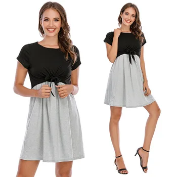 

Maternity Dress Clothes Summer 2020 Women Breastfeeding Nursing Women Maternity Sleeveless Round Neck Maternity Knit Dress