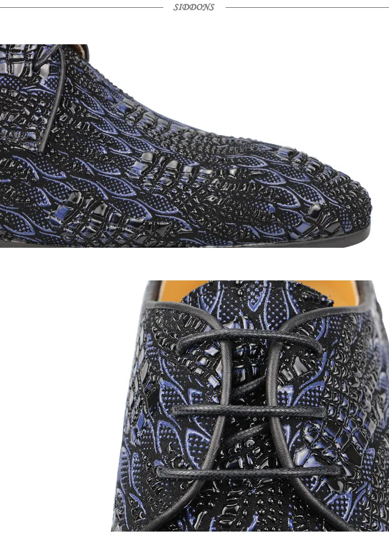 2021 Luxury Mens Party Blueblack Shoes Fashion Derby Men Formalvdress Evening Dress for Men Every Day Synthetic Pointed Toe Shoe