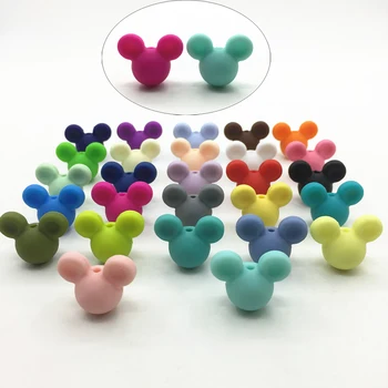 

Silicone Beads Mickey 20pcs Baby Teething Beads Chew Product Food Grade Silicone BPA Free Pacifier pendant Necklace Making