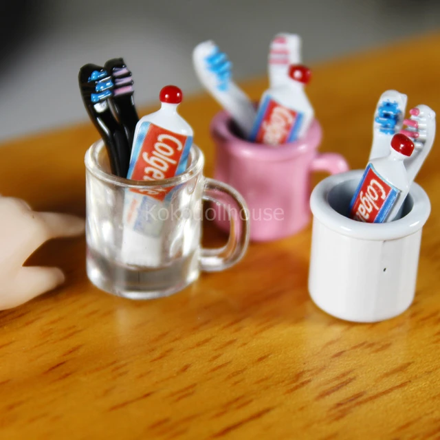 1/6 1/12 dollhouse miniature mini cup toothpaste toothbrush for ob11 blyth barbies pullip doll house furniture accessories toy 2