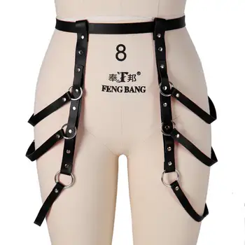 

Waist Belt Leather Cage Hip Bondage Suspender Punk Goth Adjustable Strap Body Caged Party Rave Waistband Thigh Skirt Harness