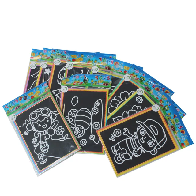 10/20/40Pcs Magic Scratch Art Doodle Pad Sand Painting Cards Early Educational Learning Creative Drawing Toys for Children Kids 2