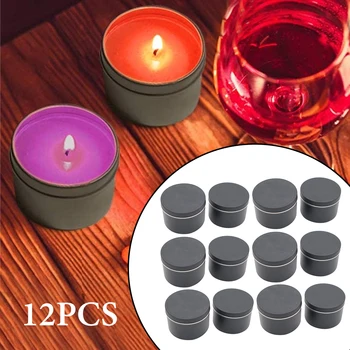 

12pcs Party Favor Empty Jar 4 Oz With Lid Candle Tin Container Tinplate Multipurpose Storage Box Round Salves Accessories Balms