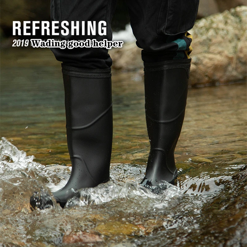 Водонепроницаемые ботинки большого размера 40 см; нескользящие мужские резиновые сапоги из ПВХ на резиновой подошве; обувь для рыбалки; обувь для дождливой воды; обувь для сада; обувь для работы
