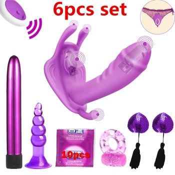 6pcs Adult Sex Toys set Wireless Remote Remote Vibrator G Spot Clitoris Stimulator Thrusting Dildo Vibrators Panties for Women 1