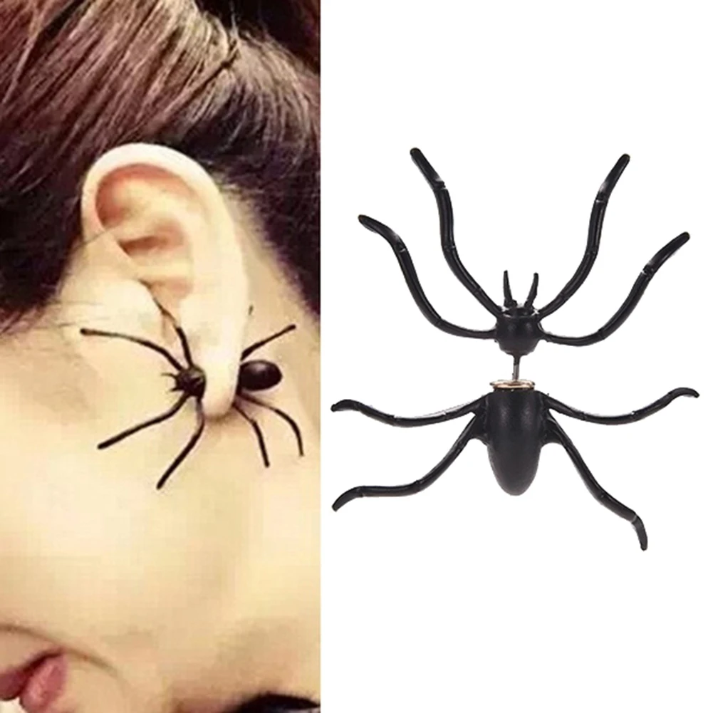 Halloween Decoration New 1Pc Fashion Unique Scary Spider Shape Piercing Earring Ear Studs Jewelry