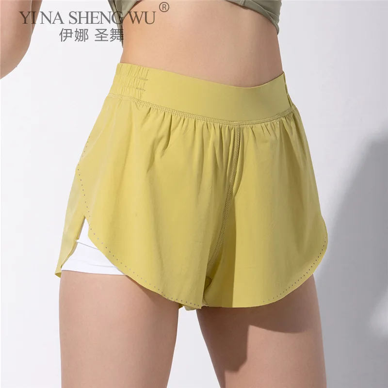 

Women Yoga Shorts 2 in 1 Running Workout Athletic Gym Yoga Shorts Casual Fitness Ladies High Waist Slim Yoga Short Sportwear