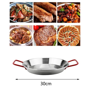 

30cm Stainless Steel Non-Stick Paella Pan Spanish Seafood Frying Pot Double Ear Cheese Cooker Cooking Pan Kitchenware