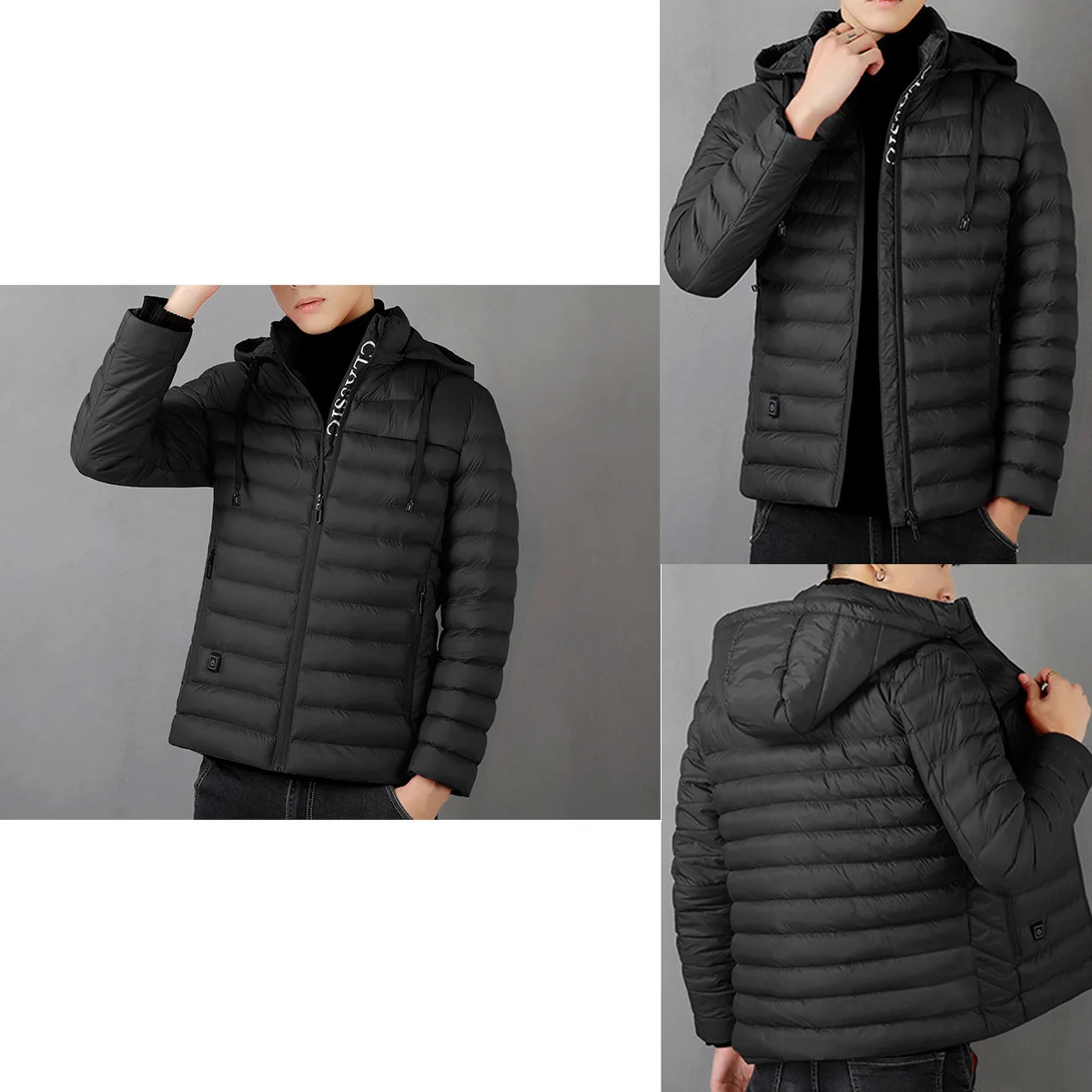 Hiking Heating Jacket Men Women Hooded Down Jacket USB Carbon Fiber Heating Pad Long Sleeves Coat Winter Thermal Clothing