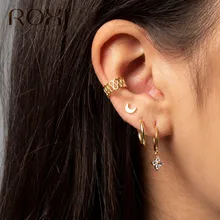 ROXI новые маленькие 925 пробы Серебряные подвесные серьги-гвоздики серьги для женщин тонкое хрустальное ожерелье с подвеской в виде цветка маленькие серьги-гвоздики