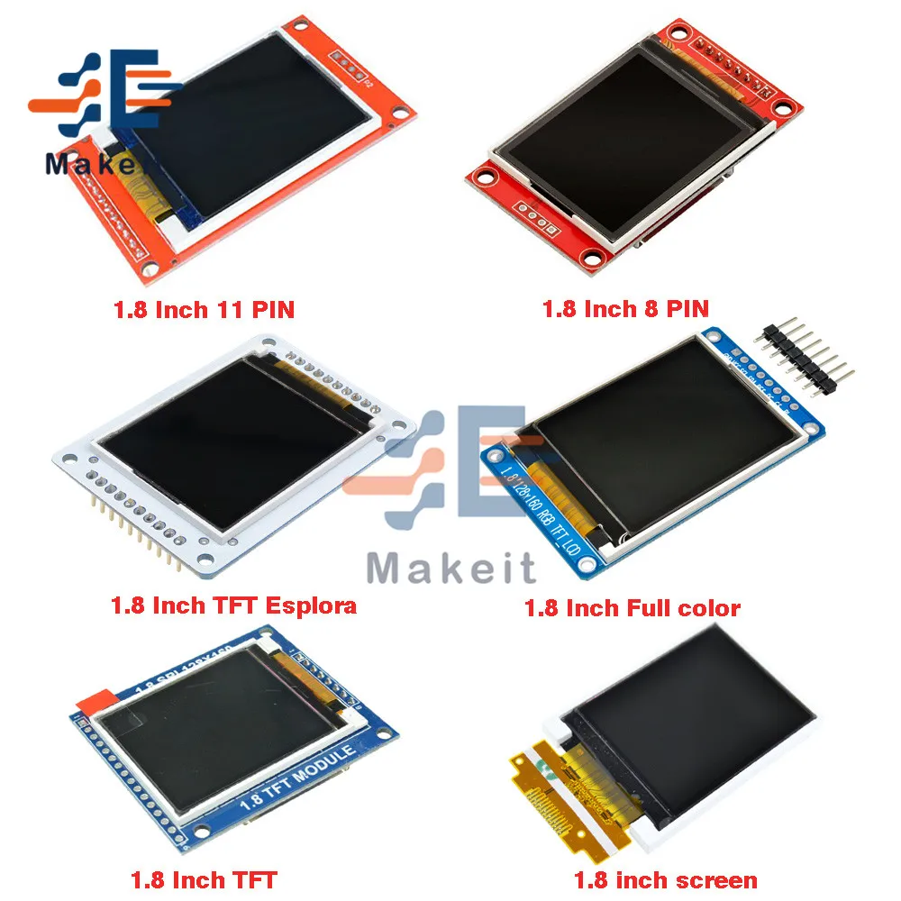 

1.8 Inch 1.8" LCD Display Screen Module 128x160 TFT Resolution SPI Serial Interface 8Pin/11Pin SD LCD Full Color LCD Module
