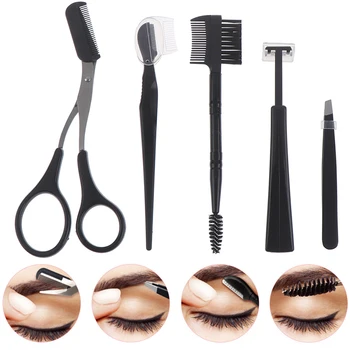 

5 Pcs/Set Cosmetic Beautiful New Eyebrows Clip Eyebrow Trimmer Scissors Eyebrow Shaping Knife Makeup Beauty Accessories Tools