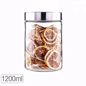 

2pcs 1200ml Round Glass Storage Tank Food Storage Bottle Sealed Empty Jar Large Capacity Canister Tank for Whole Grains Tea