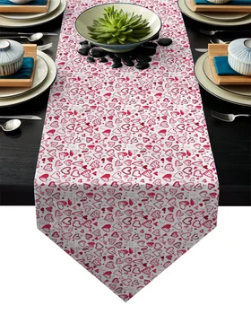 

Love Heart Pink Table Runner Table Flag Home Party Decorative Tablecloth Table Runners