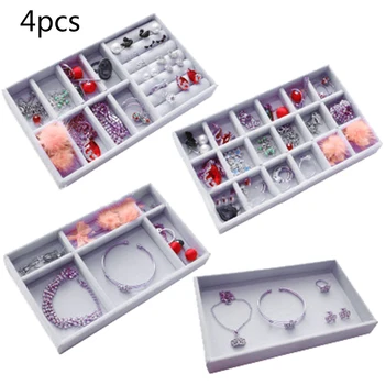 

4PCS Flannel Jewelry Storage Tray Drawer Flannel Tray Sorting Display Rack Drawer Organizer Box Storage Trays Box Office Storag