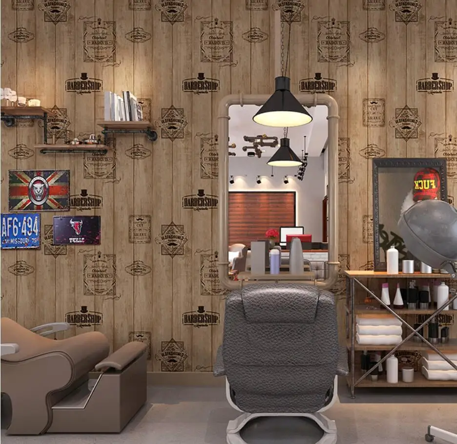 New 3D Retro Letter Wood Grain Wallpaper Barber Shop Special Hair Salon  Wood Imitation Wood Waterproof PVC Wallpaper From Xiuping2, $54.28 |  DHgate.Com