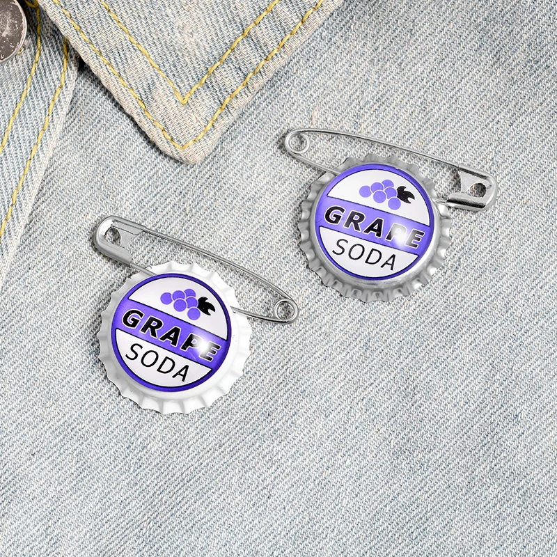 Saft Soda Flasche kappe Broschen Benutzerdefinierte Kapsel Broschen Tasche Hemd Revers Pin Schnalle Trauben Schmuck Geschenk für Kinder Freund – Detail 2