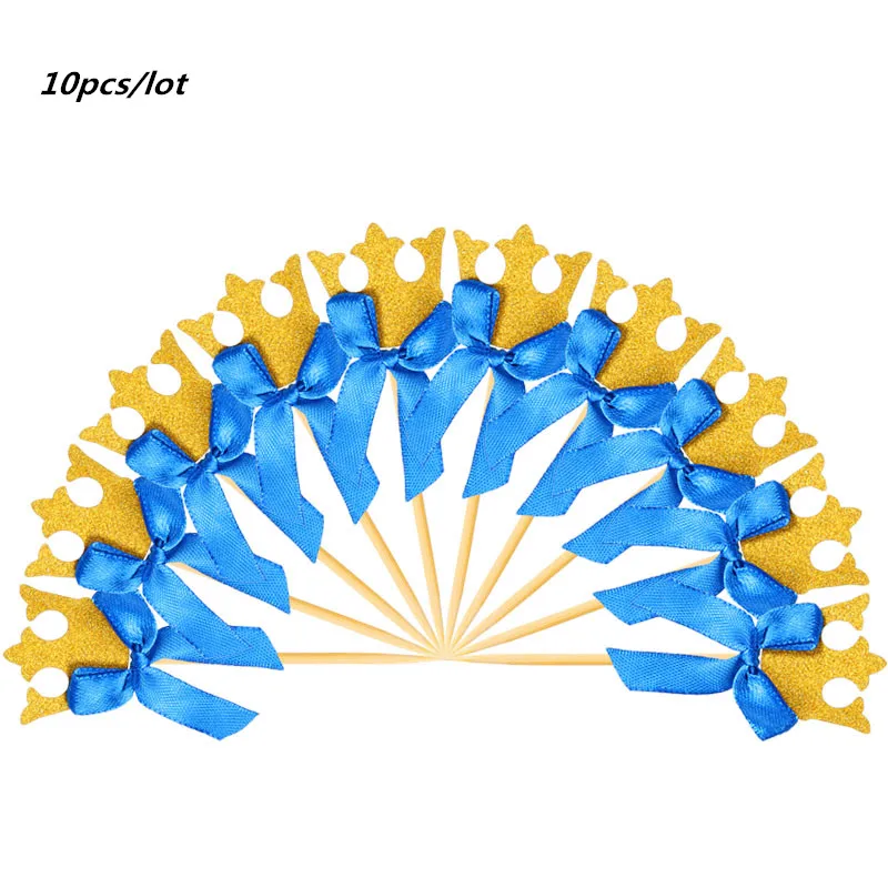 10pcs blue crown 10 шт./лот блестящая балерина, кекс, топперы на день рождения, кекс, топперы для маленьких девочек, кекс для душа, топперы для еды, танцевальные, вечерние - Цвет: 10pcs blue crown