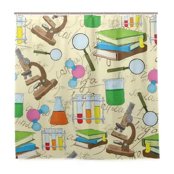 

Science Education Lab Sketch Books Equation Loupe Microscope Molecule Flask Print Home Decor Shower Curtain Sets with Hooks