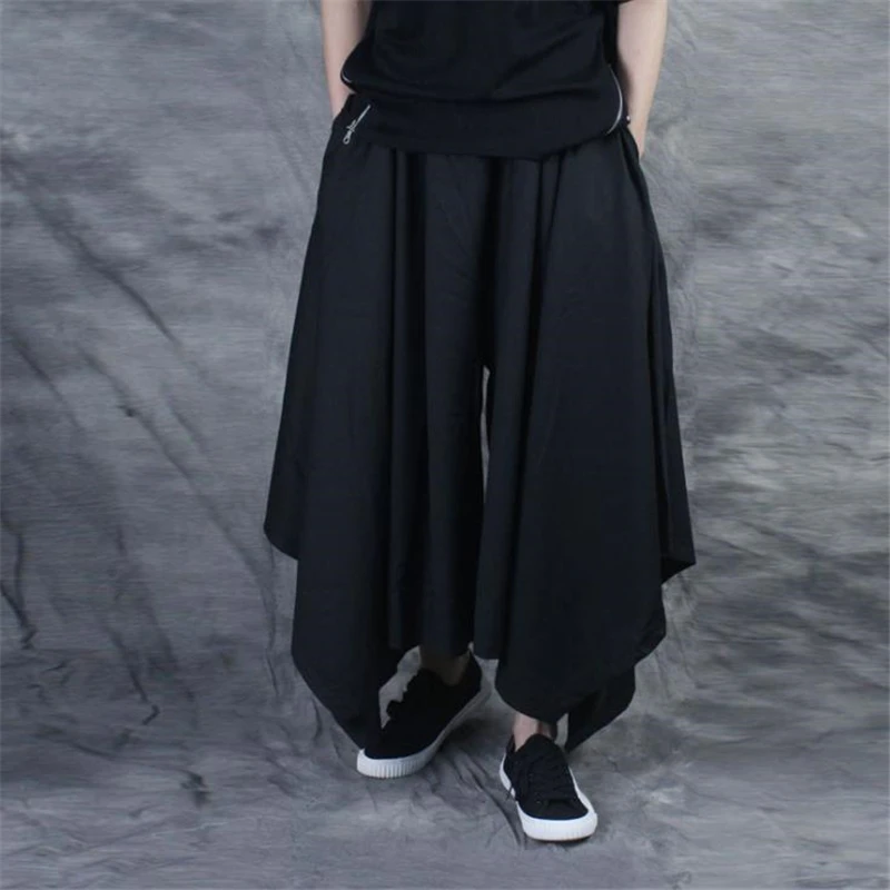 Vintage Men Pants Elastic Casual Baggy Hakama Pants Hip-hop Men Gypsy Cotton Linen Wide-legged Loose Pants Drawstring Hiphop Vintage Men Pants Elastic Casual Baggy Hakama Pants Hip-hop Men Gypsy Cotton Linen Wide-legged Loose Pants Drawstring Hiphop