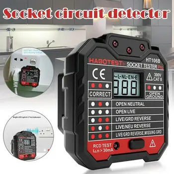 

HABOTEST Electric Socket Tester Neutral Earth Wire Circuit Polarity Wall Plug Breaker Electric Leakage Test EU / US / UK Plug