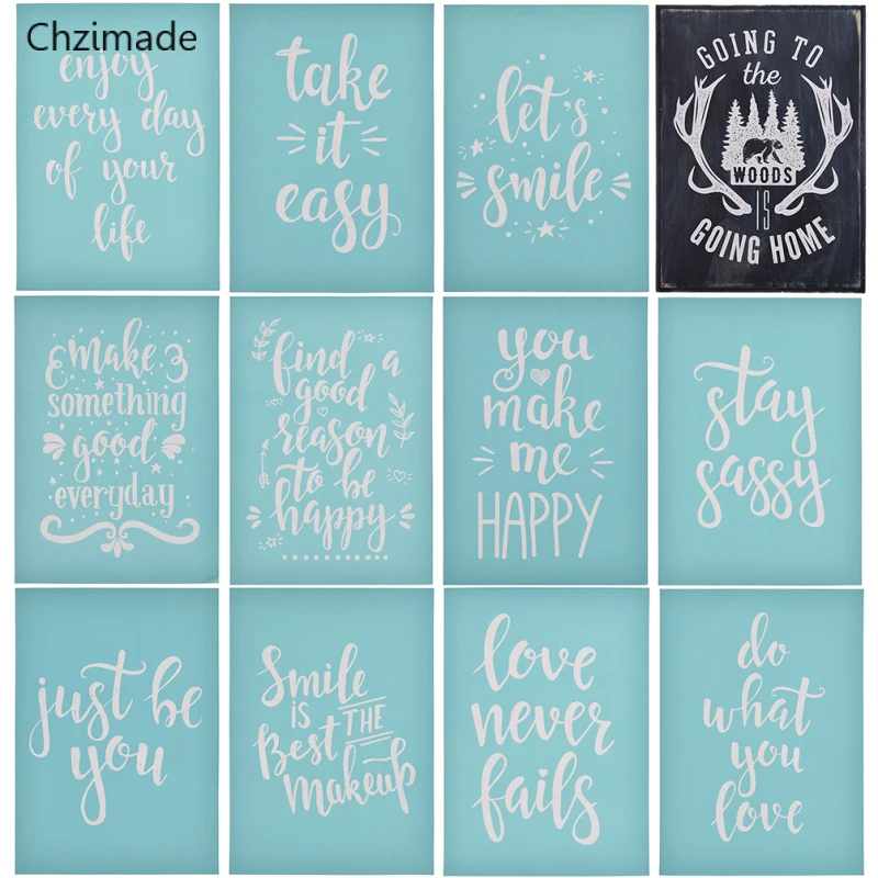 Chzimade DIY слово шелкография трафарет для полимерной глины футболки керамика для плитки стекла сумки ткань