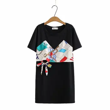 

2020 New Fashion Brand Oversized Dress Plus Size Dress Floral A-line Summer Preppy Style Short O-neck Natural Cotton