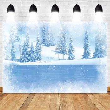 

Photography Backdrop Photo Studio Winter Blue Forest Snow Scene Christmas Background Snowflake Baby Children Birthday Backdrop