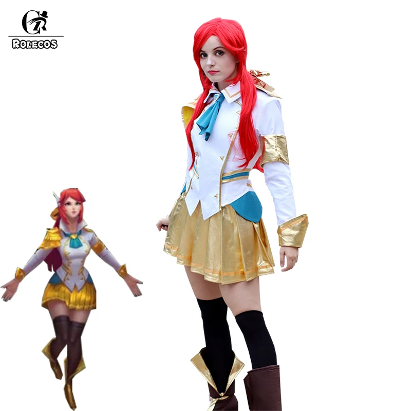 ROLECOS Игра LOL Lux Косплей Костюм Battle academic Prestige женский Униформа полный комплект Топ