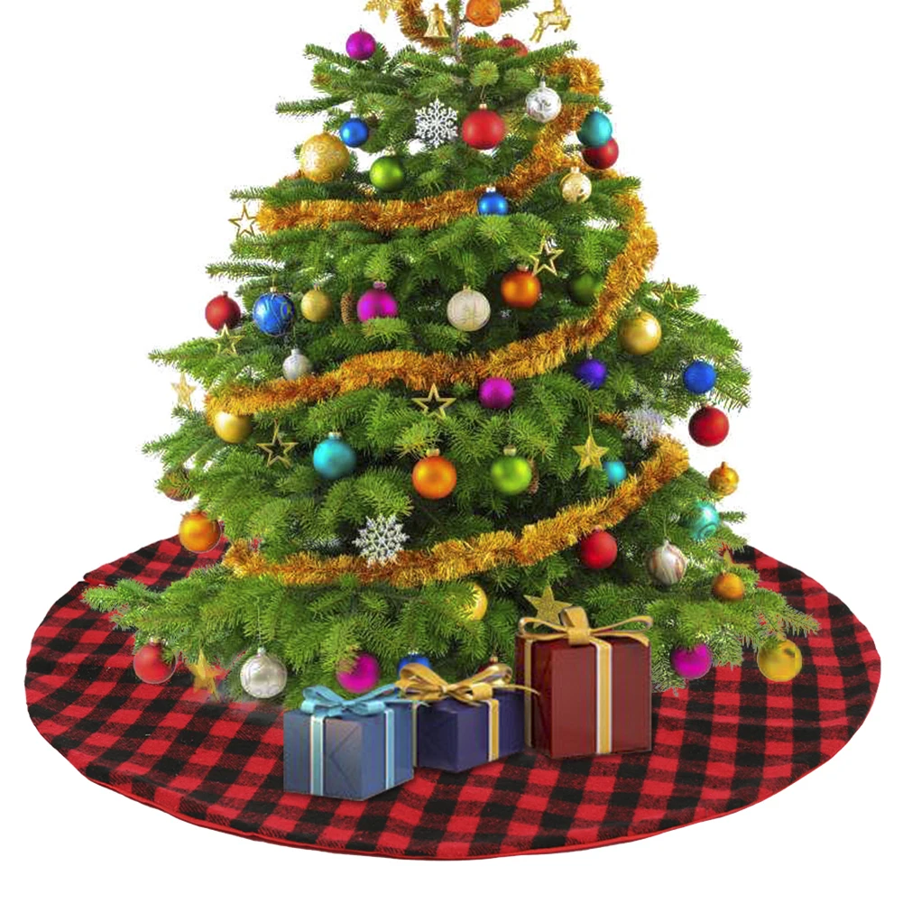 

54inch Christmas Tree Skirt Plaid Xmas Decoration New Year Decorations Home Decoration Christmas Tree Decorative