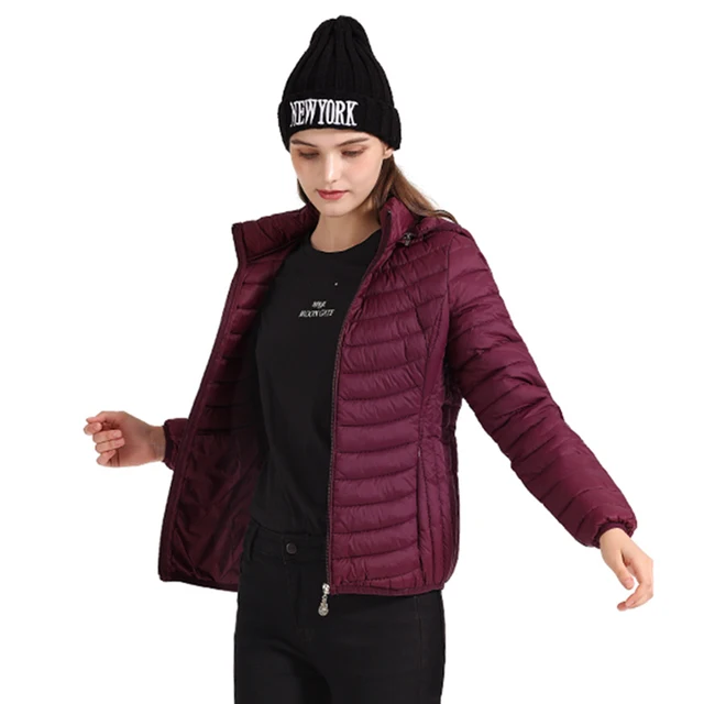 Winter Women Sport Padded Jacket Coat Ultra light Outdoor Outwear Slim Short Parka Portable Store In A Bag