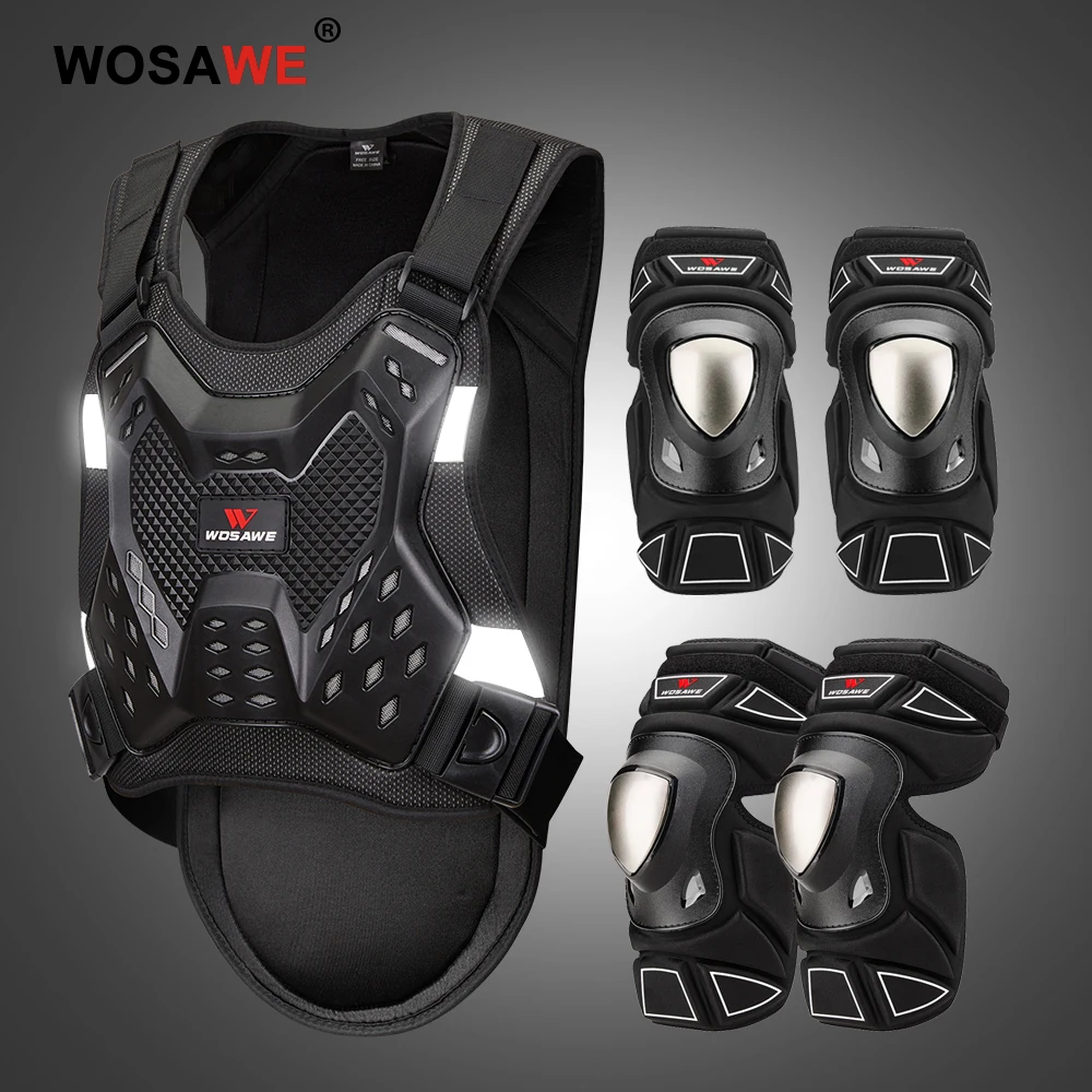 Motocross Armored Vest Motorcycle Protective Gear Knee Elbow Pads Back Guard