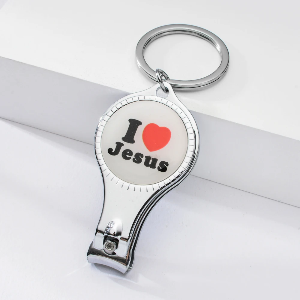 Vicney Christian брелок для ключей I Love Jesus Nail Clipper брелок с открывалкой для пива функциональный брелок подарок религиозный брелок для ключей