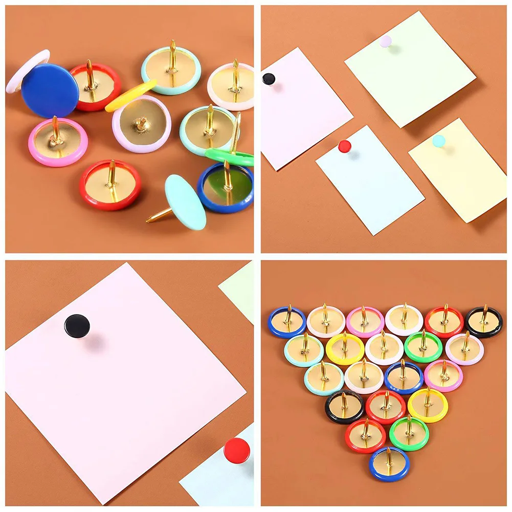 

300pcs Push Pin Wall Multi Colors Office Round Head Map Craft School Notice Metal Point Decorative Photo Drawing