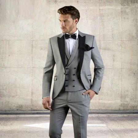 Bridalaffair черный формальный мужской костюм Slim Fit мужские s костюмы индивидуальный пошив смокинг для жениха блейзер для свадьбы Выпускной пиджак брюки с жилетом 3 шт