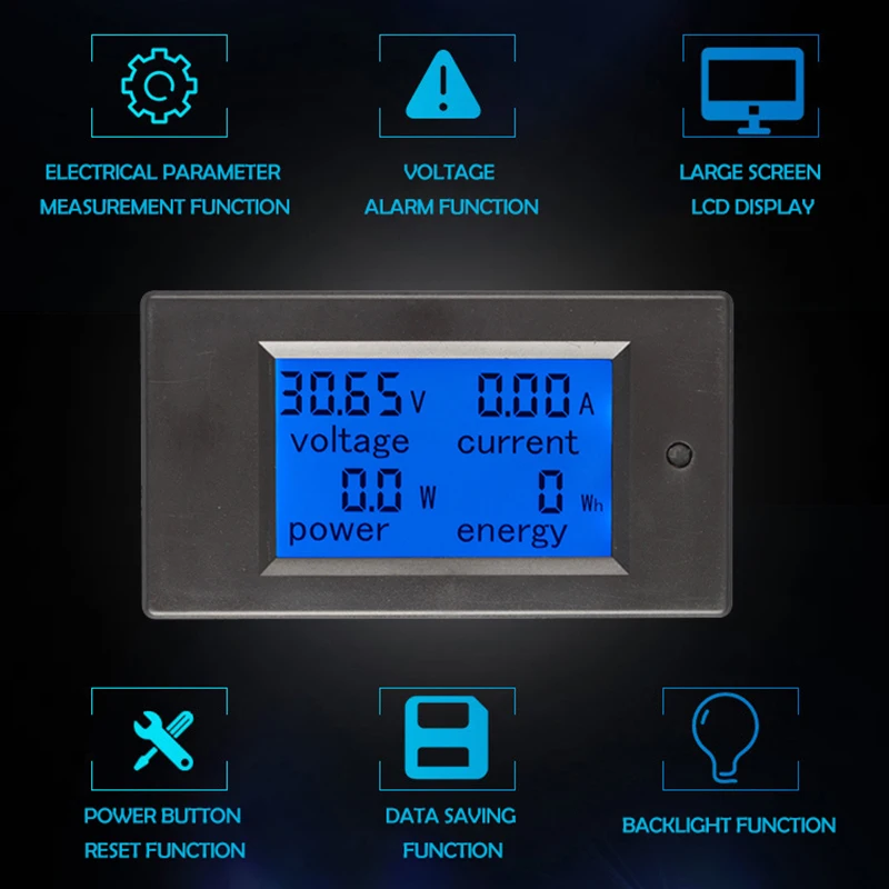 DC Multifunction Battery Tester Meter with LCD Display Multimeter Ammeter Voltmeter