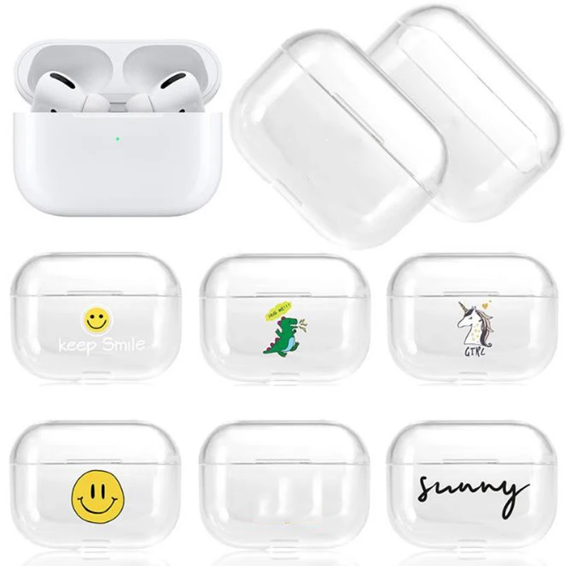 Беспроводной чехол для наушников Apple AirPods Pro жесткий прозрачный с персонажами из