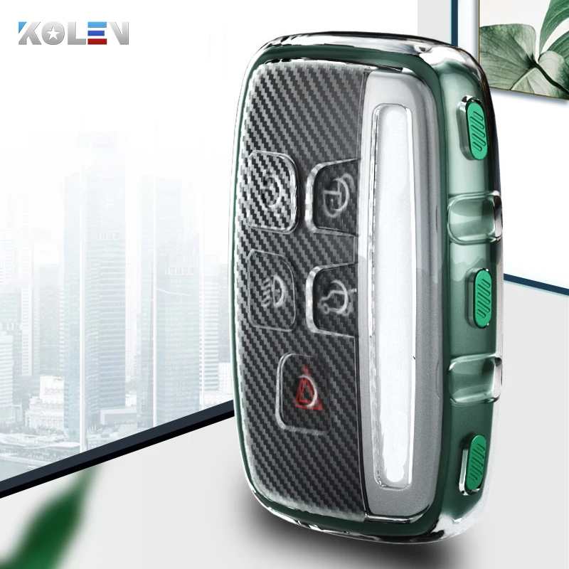 

Carbon Fiber Soft TPU Car Key Case Shell Cover Fob For Land Rover Range Rover Sport Evoque Freelander For Jaguar XF XJ XE XJL XF