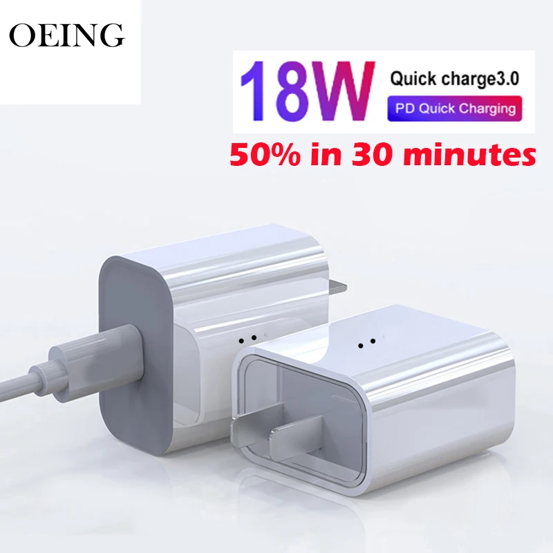 

OEING USB Charger 18W PD Fast Charge USB Type C PD Charger for iPhone 7 8 X XS Portable Phone Charger for Huawei Samsung Adapter