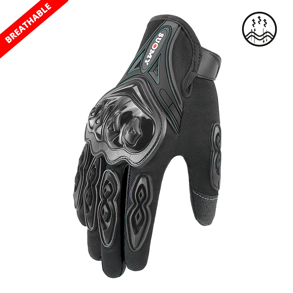 SU-10 BK Breathable SUOMY Motorcycle Gloves Men Waterproof Windproof Winter Guantes Moto Gloves Touch Screen Motorbike Riding Gloves - Color: SU-10 BK Breathable