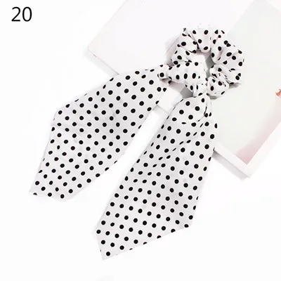 S20 Ponytail scrunchie hair ties Scarf Elastic Hair Rope for Women Hair Bow Ties Scrunchies Hair Bands Flower Print Ribbon Hairbands - Цвет: S20