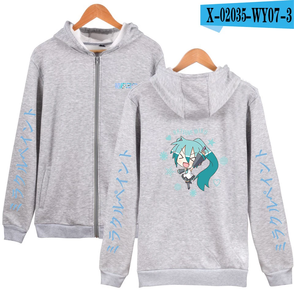 T Hatsune Miku/женские толстовки с капюшоном на молнии; одежда в стиле хип-хоп; повседневная куртка-бомбер; Hatsune Miku; уличная одежда - Цвет: T
